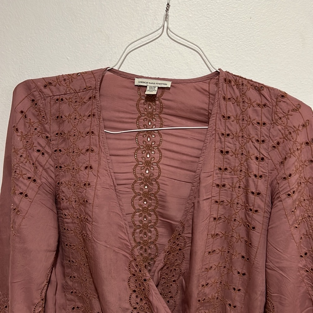 American Eagle pink rose top size:XS - Picture 2 of 7